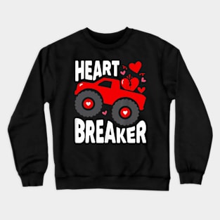 Heart Breaker Monster Truck Toddler Boys Girl Valentines Day Crewneck Sweatshirt